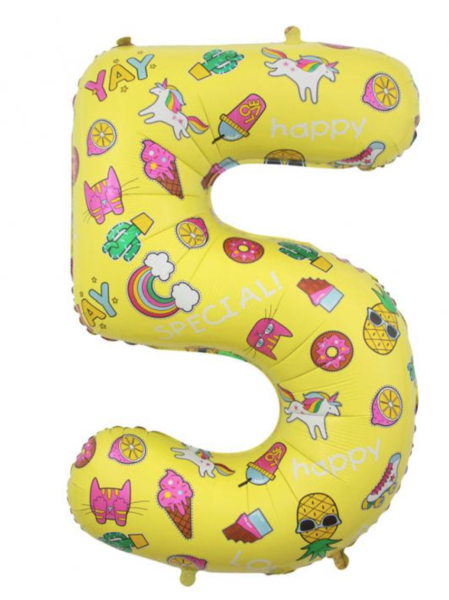 Folienballon - Zahl 5: Sommerparty - ø 78cm